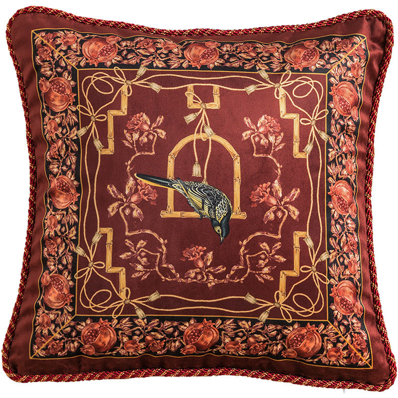 HKM-511123 European-American Floral and Bird Print Christmas Pillowcase for Home Decor, 43x43cm