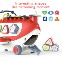 HKM-511315 3-in-1 Rainbow Xylophone Music Plane Educational Toy for Kids with Keyboard and Puzzle Blocks