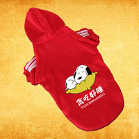 HKM-511315 Labrador Cotton Dog Clothes in Snooze Picture Red, Black, and Yellow - Sizes XS to 10X