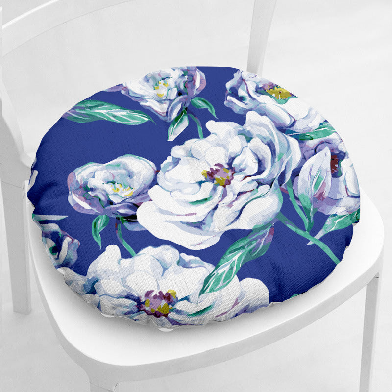 HKM-511635 Floral Thick Flannel Chair Cushion - Polyester Fiber, 40x40 cm