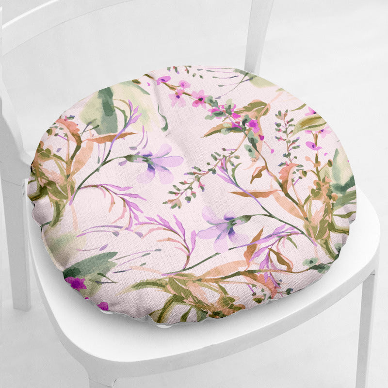 HKM-511635 Floral Thick Flannel Chair Cushion - Polyester Fiber, 40x40 cm