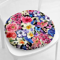 HKM-511635 Floral Thick Flannel Chair Cushion - Polyester Fiber, 40x40 cm