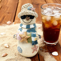 HKM-511699 Beach-Themed Resin Snowman Decoration for Christmas 18cm with Fun Ornaments