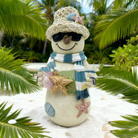 HKM-511699 Beach-Themed Resin Snowman Decoration for Christmas 18cm with Fun Ornaments