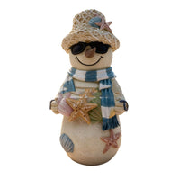 HKM-511699 Beach-Themed Resin Snowman Decoration for Christmas 18cm with Fun Ornaments