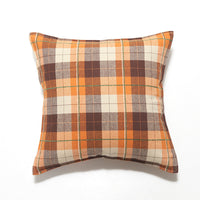 HKM-511699 Brushed Plaid Pillow Cover in Yellow, Orange, and Blue – Soft and Comfortable 45x45cm