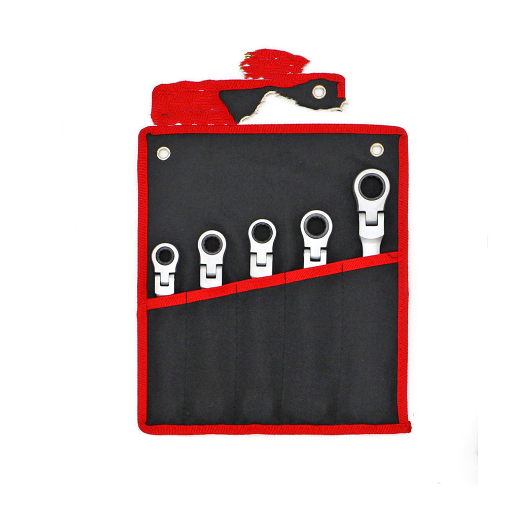 HKM-511827 Universal Ratcheting Wrench Set - Flexible Dual Purpose Chrome Vanadium Steel Tool for Car Repair