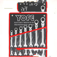 HKM-511827 Universal Ratcheting Wrench Set - Flexible Dual Purpose Chrome Vanadium Steel Tool for Car Repair