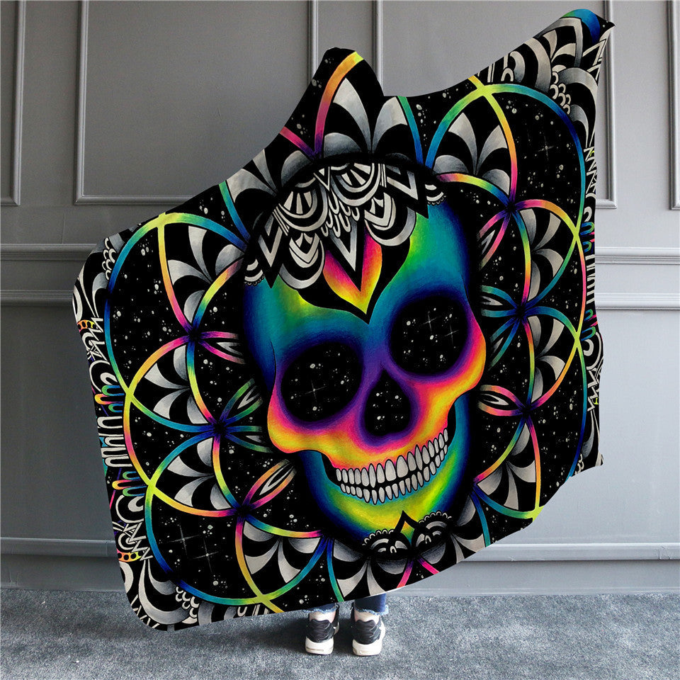 HKM-511891 Cozy Hooded Blanket Cape for Adults and Children - Soft Fleece Sherpa and Flannel, 59"x78.7" & 50"x60"