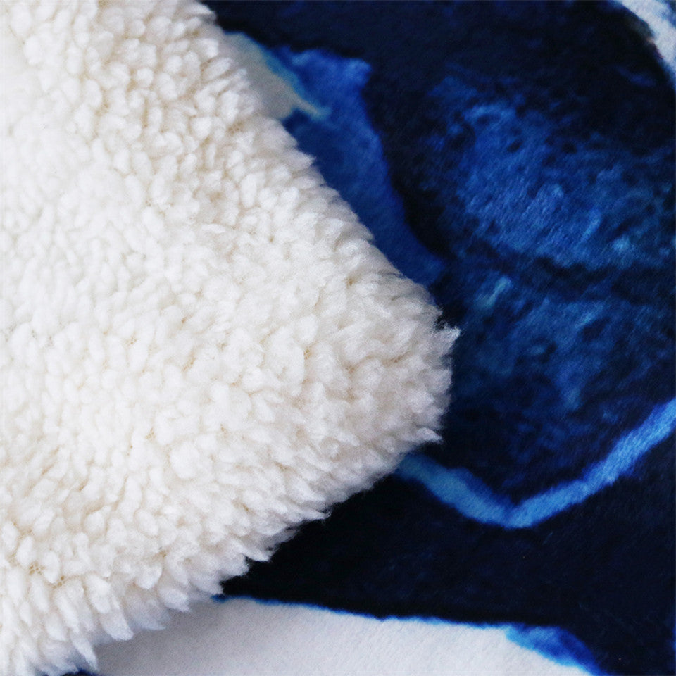 HKM-511891 Cozy Hooded Blanket Cape for Adults and Children - Soft Fleece Sherpa and Flannel, 59"x78.7" & 50"x60"