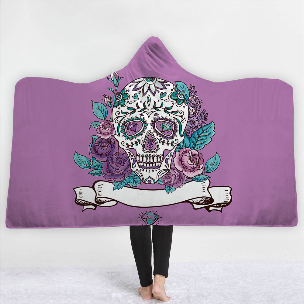 HKM-511891 Cozy Hooded Blanket Cape for Adults and Children - Soft Fleece Sherpa and Flannel, 59"x78.7" & 50"x60"