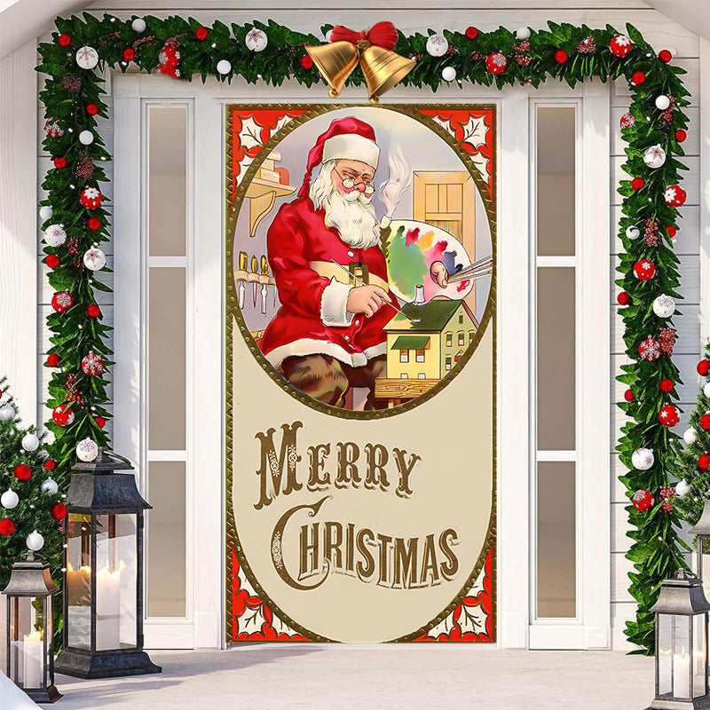 HKM-512019 Christmas Festival Decorative Door Tapestry – Character Fabric, Machine Washable, 90x200cm, Polyester