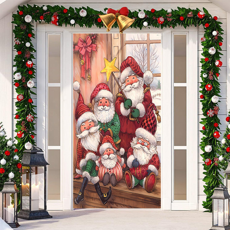 HKM-512019 Christmas Festival Decorative Door Tapestry – Character Fabric, Machine Washable, 90x200cm, Polyester