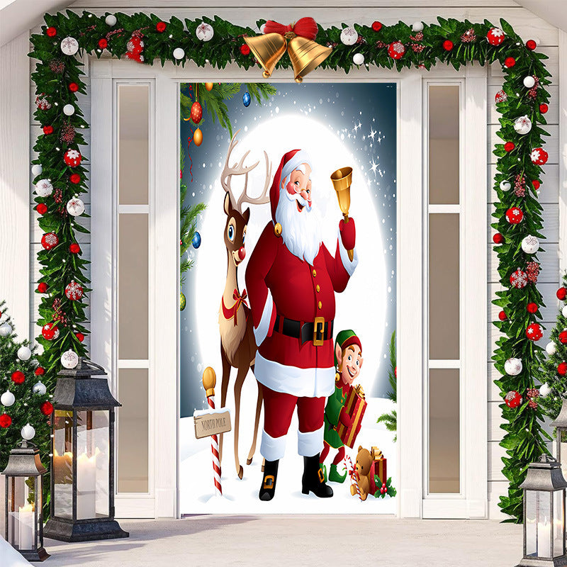 HKM-512019 Christmas Festival Decorative Door Tapestry – Character Fabric, Machine Washable, 90x200cm, Polyester