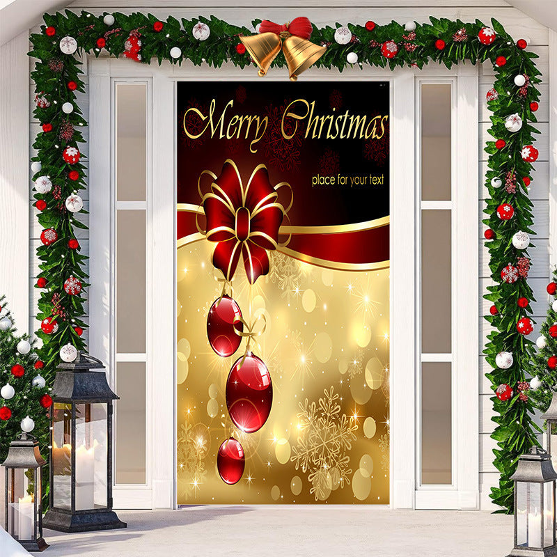 HKM-512019 Christmas Festival Decorative Door Tapestry – Character Fabric, Machine Washable, 90x200cm, Polyester