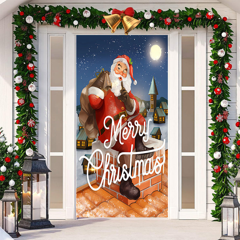 HKM-512019 Christmas Festival Decorative Door Tapestry – Character Fabric, Machine Washable, 90x200cm, Polyester