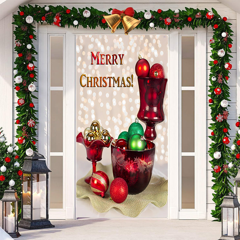 HKM-512019 Christmas Festival Decorative Door Tapestry – Character Fabric, Machine Washable, 90x200cm, Polyester