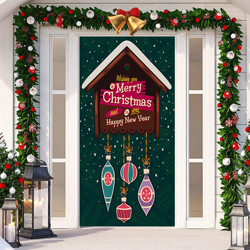 HKM-512019 Christmas Festival Decorative Door Tapestry – Character Fabric, Machine Washable, 90x200cm, Polyester