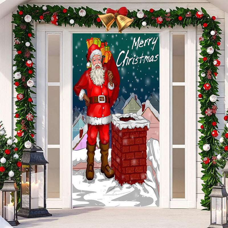 HKM-512019 Christmas Festival Decorative Door Tapestry – Character Fabric, Machine Washable, 90x200cm, Polyester