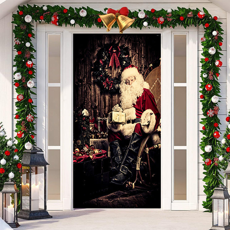 HKM-512019 Christmas Festival Decorative Door Tapestry – Character Fabric, Machine Washable, 90x200cm, Polyester