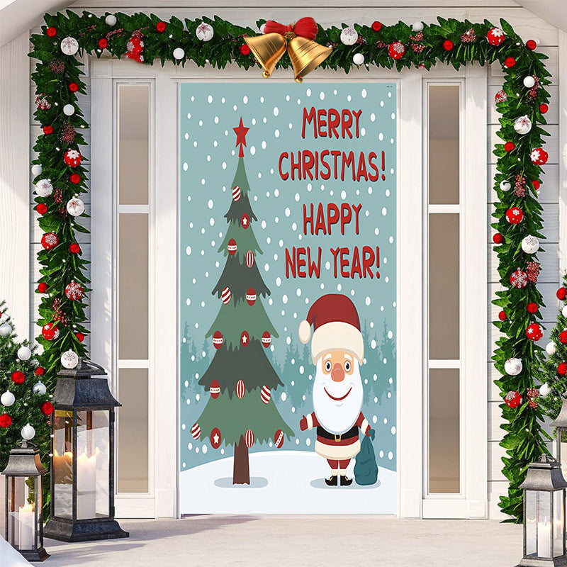 HKM-512019 Christmas Festival Decorative Door Tapestry – Character Fabric, Machine Washable, 90x200cm, Polyester