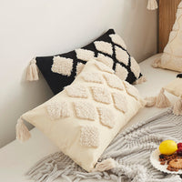 HKM-512019 Ethnic Style Rectangular Lumbar Support Cushion Pillow Cover - Black & White Patterns