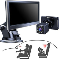 HKM-512083 5-Inch Car Infant Baby Infrared Night Vision Rearview Mirror with 150° Angle Lens and IP68 Waterproof Rating