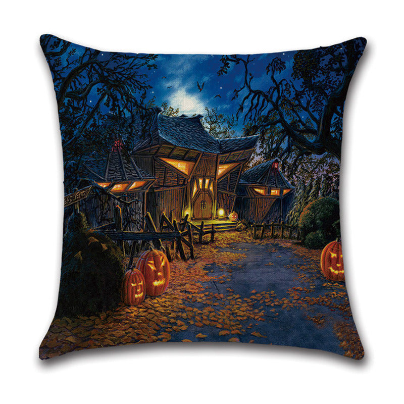 HKM-512275 Geometric Landscape Cotton Linen Cushion Cover