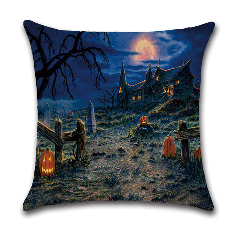HKM-512275 Geometric Landscape Cotton Linen Cushion Cover