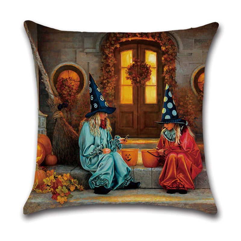 HKM-512275 Geometric Landscape Cotton Linen Cushion Cover