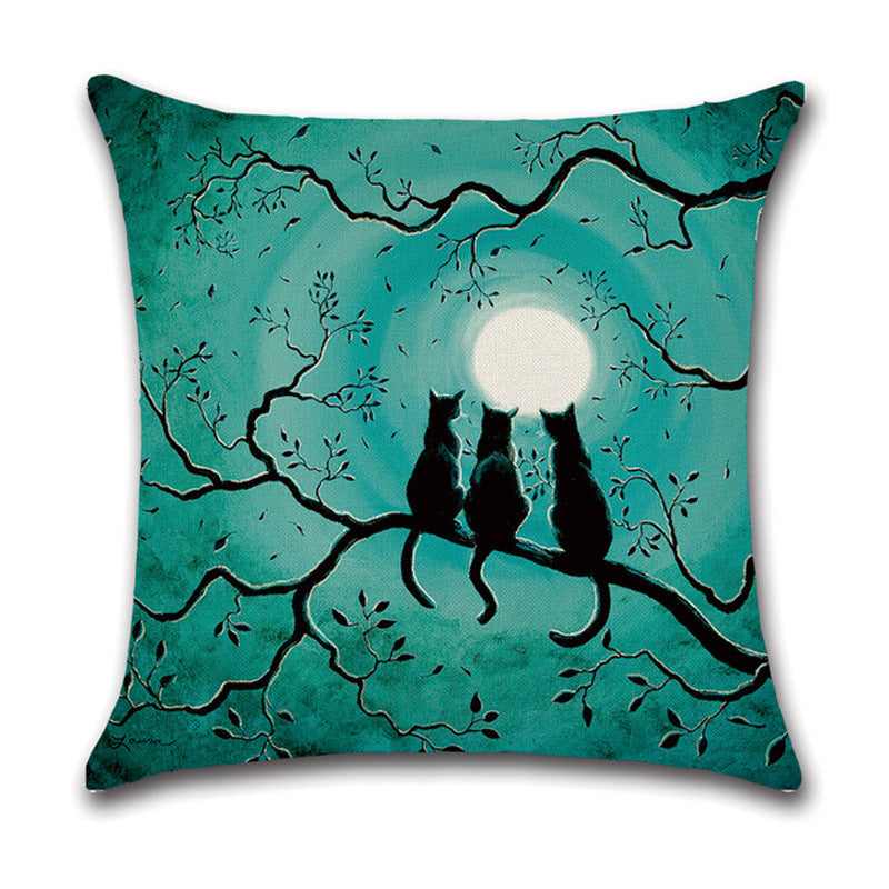 HKM-512275 Geometric Landscape Cotton Linen Cushion Cover
