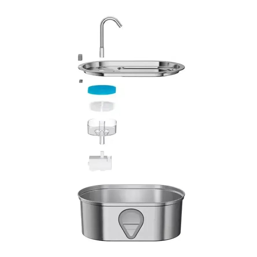 KTX-512339 Portable 3.2L Stainless Steel Pet Water Fountain with Water Level Window for Cats