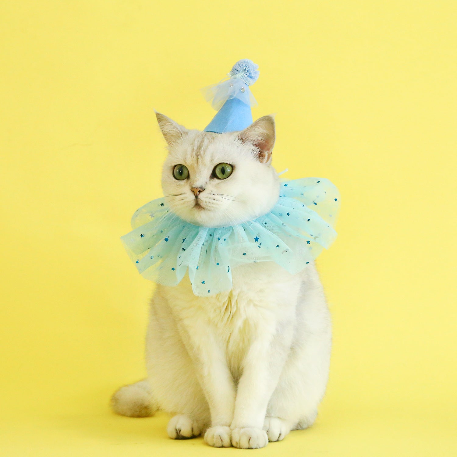 HKM-512403 Rhinestone Cat Bib and Hat Set with Seasonal Style Options