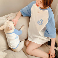 HKM-512467 Casual Parent-Child Short Sleeve Dog Clothing in Double Yarn Stretch Fabric