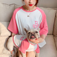 HKM-512467 Casual Parent-Child Short Sleeve Dog Clothing in Double Yarn Stretch Fabric