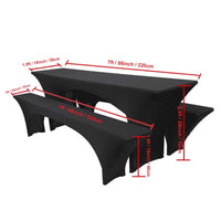 HKM-512531 Three-Piece Elastic Lycra Outdoor Beer Table Stool Set - Modern Rectangle Design