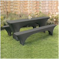 HKM-512531 Three-Piece Elastic Lycra Outdoor Beer Table Stool Set - Modern Rectangle Design