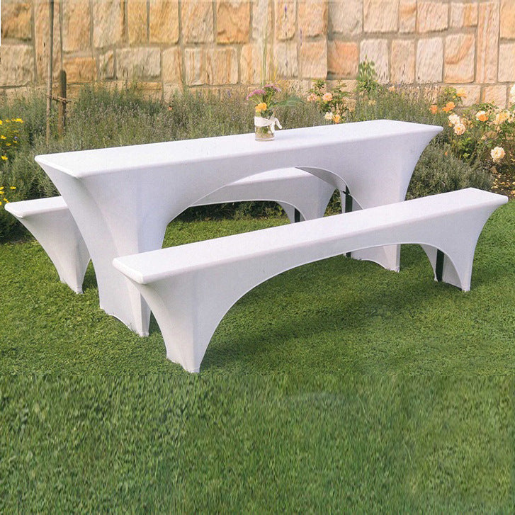 KTX-512531 Three-Piece Elastic Lycra Outdoor Beer Table Stool Set - Modern Rectangle Design