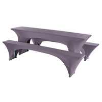 HKM-512531 Three-Piece Elastic Lycra Outdoor Beer Table Stool Set - Modern Rectangle Design