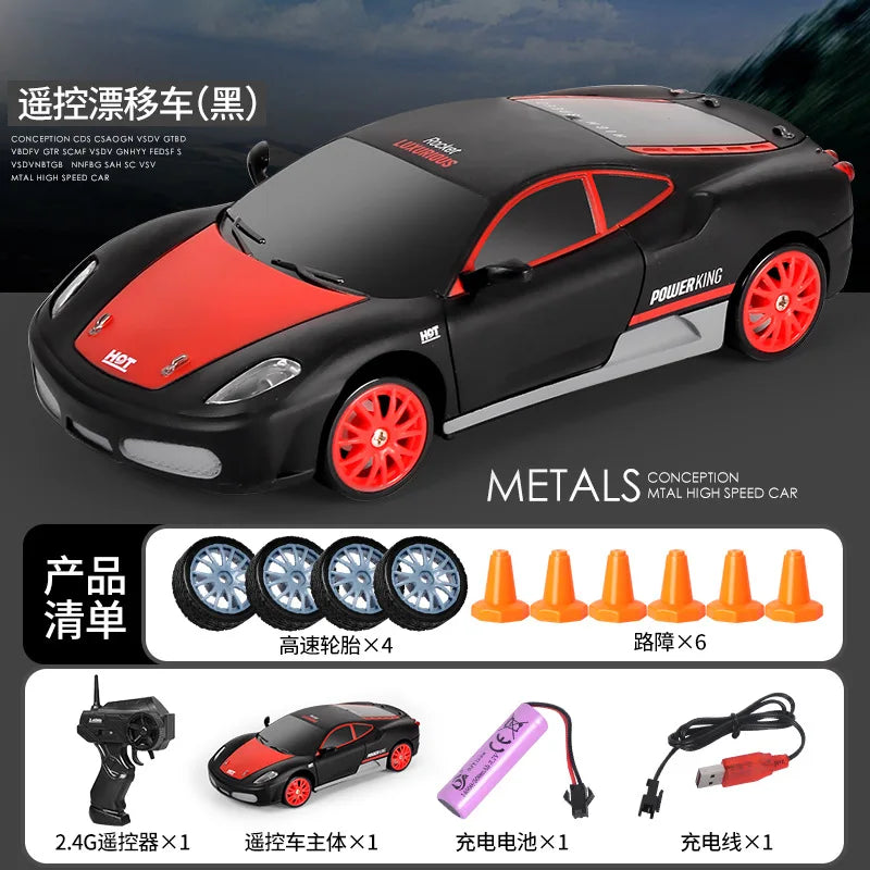 HKM-512723 1/24 Scale High Speed Remote Control Drift Car with Rechargeable Battery and LED Lights