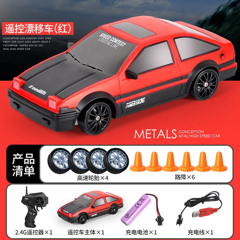 HKM-512723 1/24 Scale High Speed Remote Control Drift Car with Rechargeable Battery and LED Lights