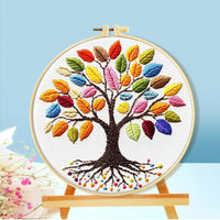 HKM-512723 Cartoon and Anime Embroidery Kits with Round Frames - Cotton Cloth Cross Stitch Patterns