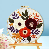 HKM-512723 Cartoon and Anime Embroidery Kits with Round Frames - Cotton Cloth Cross Stitch Patterns