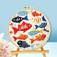 HKM-512723 Cartoon and Anime Embroidery Kits with Round Frames - Cotton Cloth Cross Stitch Patterns