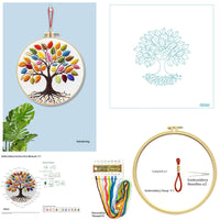 HKM-512723 Cartoon and Anime Embroidery Kits with Round Frames - Cotton Cloth Cross Stitch Patterns