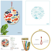 HKM-512723 Cartoon and Anime Embroidery Kits with Round Frames - Cotton Cloth Cross Stitch Patterns