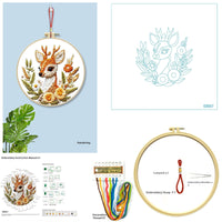 HKM-512723 Cartoon and Anime Embroidery Kits with Round Frames - Cotton Cloth Cross Stitch Patterns