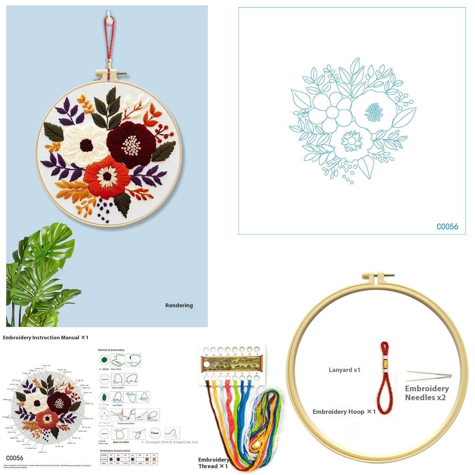 KTX-512723 Cartoon and Anime Embroidery Kits with Round Frames - Cotton Cloth Cross Stitch Patterns