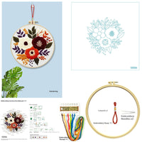 HKM-512723 Cartoon and Anime Embroidery Kits with Round Frames - Cotton Cloth Cross Stitch Patterns