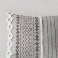 HKM-512723 Full Queen Cotton Printed Duvet Cover Set with Chenille, Multicolor Geometric Design, Includes 2 Shams, Machine Washable